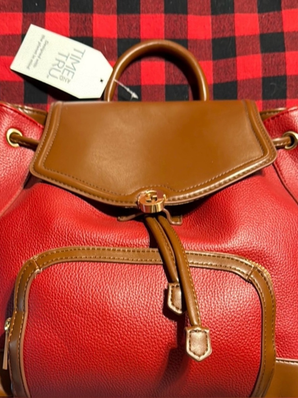 Time and Tru Red\Brown Backpack with Sophisticated Design NWT